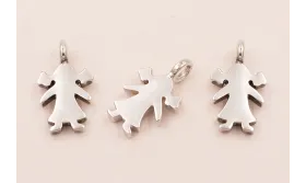 Colgante Niña hueco 19*9*3mm / Cuentas Metálicas de Plata 925
