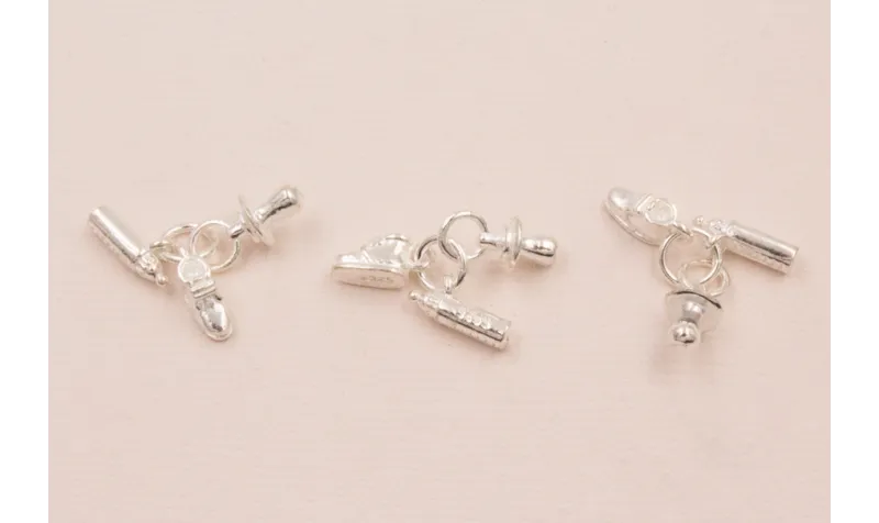 Colgante plata 925 Chupete, biberon, zapato 15mm  / Cuentas Metálicas de Plata 925
