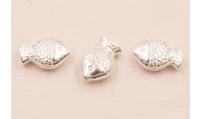 Pieza Pez trasversal Plata 925 11*7mm / Cuentas Metálicas de Plata 925