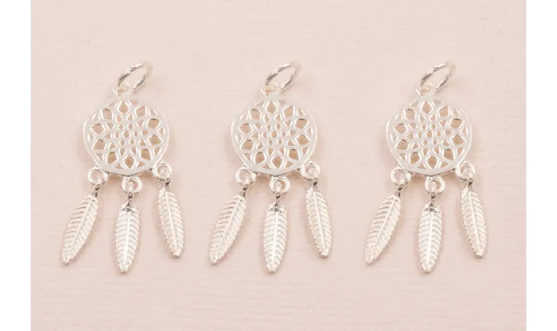 Colgante Atrapasueños Plata 925 25*12mm / Cuentas Metálicas de Plata 925