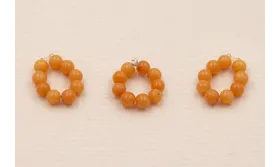 aro de 9 Bolas de Coral Naranja de 2mm.  CSP537-1