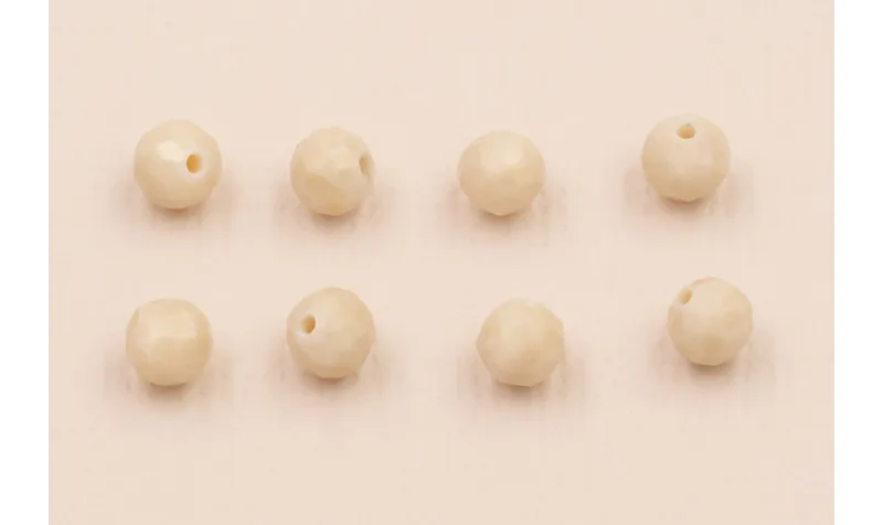 Bola Facetada Piedra Cuarzo 3*3mm color Crema / Semipreciosas de 