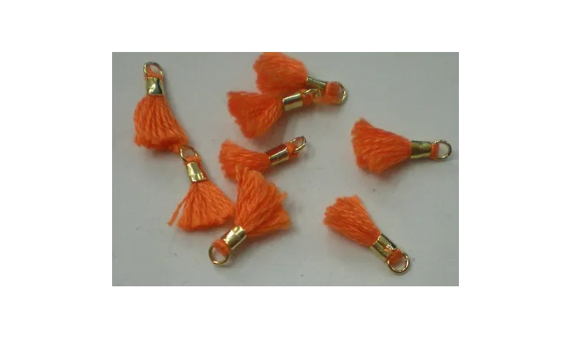 Micro pompon 10mm long. Color Naranja /Cuentas de  Tela 