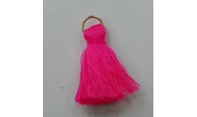 Pompon 25mm con anilla dorada Rosa Coral /Cuentas de  Tela 