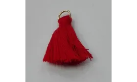 Pompon 25mm con anilla dorada Rojo /Cuentas de  Tela 