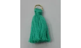 Pompon 25mm con anilla dorada Menta /Cuentas de  Tela 