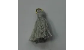 Pompon 25mm con anilla dorada Gris claro /Cuentas de  Tela 