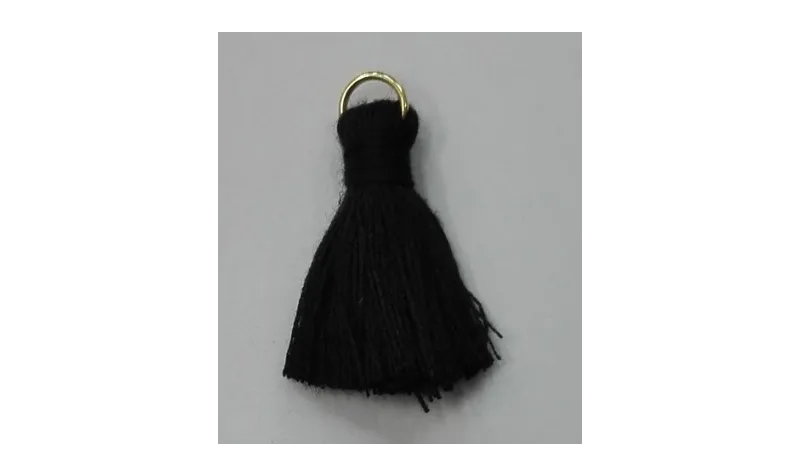 Pompon 25mm con anilla dorada Negro /Cuentas de  Tela 