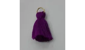 Pompon 25mm con anilla dorada Morado /Cuentas de  Tela 