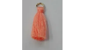 Pompon 25mm con anilla dorada Salmon /Cuentas de  Tela 