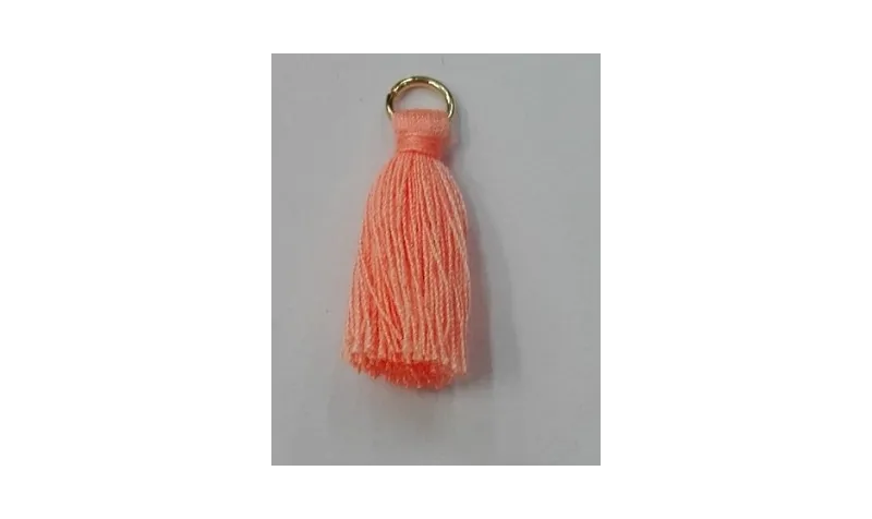 Pompon 25mm con anilla dorada Salmon /Cuentas de  Tela 