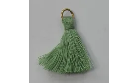 Pompon 25mm con anilla dorada verde Piedra /Cuentas de  Tela 