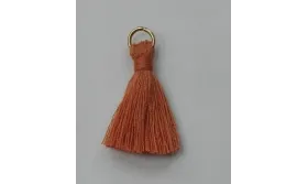 Pompon 25mm con anilla dorada Tostado /Cuentas de  Tela 