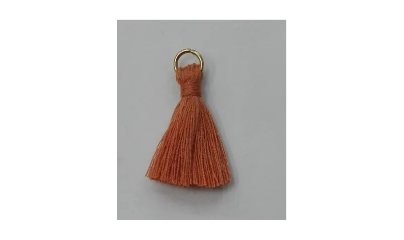 Pompon 25mm con anilla dorada Tostado /Cuentas de  Tela 