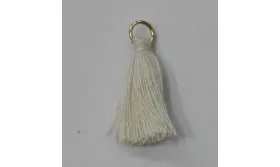 Pompon 25mm con anilla dorada Blanco roto /Cuentas de  Tela 