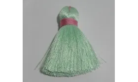 Pompón ancho 60mm*15mm verde piscina + rosa /Cuentas de  Tela 