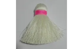 Pompón ancho 60mm*15mm Beige + Fuxia /Cuentas de  Tela 