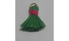 Pompon bicolor 16mm Verde Fuxia /Cuentas de  Tela 