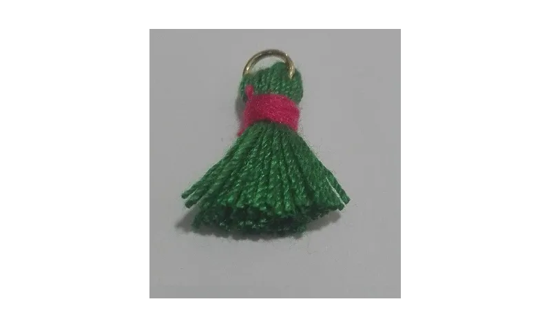 Pompon bicolor 16mm Verde Fuxia /Cuentas de  Tela 