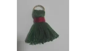 Pompon cordón grueso 25mm Verde-Rojo /Cuentas de  Tela 