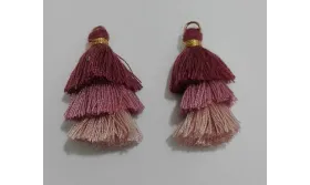 Pompon triple Grana+Rosa+palido /Cuentas de  Tela 