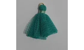 Pompon tul 25mm verde tuquesa /Cuentas de  Tela 
