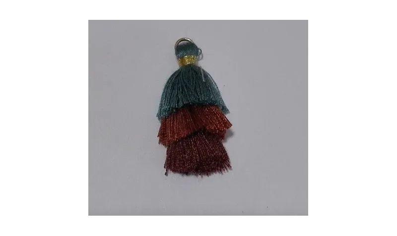 Pompon triple Azul-Caldera-Granate /Cuentas de  Tela 