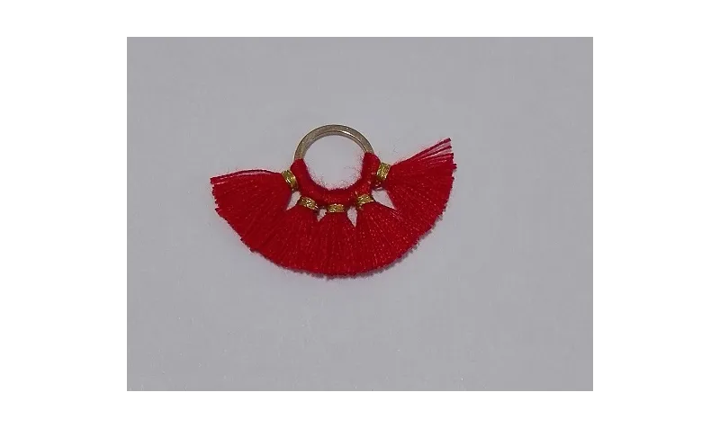 Aro 10mm Multipompón Rojo /Cuentas de  Tela 