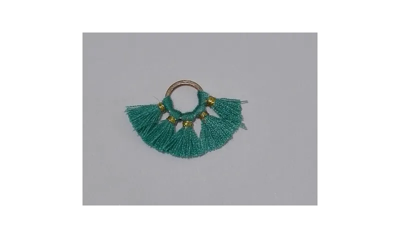 Aro 10mm Multipompón Turquesa /Cuentas de  Tela 