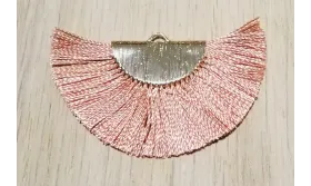 Pendiente abanico 45*25mm Rosa Cobrizo /Cuentas de  Tela 