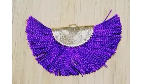 Pendiente abanico 45*25mm Azul amoratado /Cuentas de  Tela 