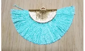 Pendiente abanico 45*25mm Azul Claro /Cuentas de  Tela 