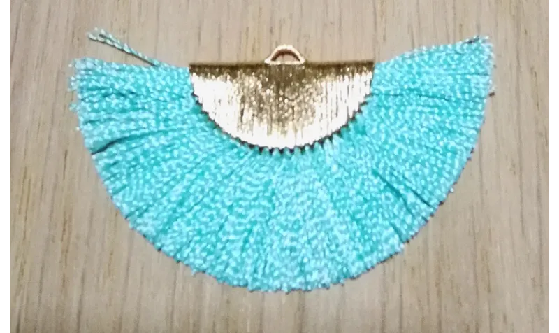 Pendiente abanico 45*25mm Azul Claro /Cuentas de  Tela 