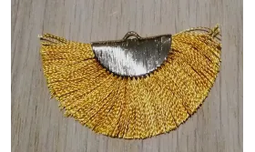 Pendiente abanico 45*25mm Marrón dorado /Cuentas de  Tela 