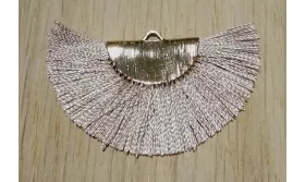 Pendiente abanico 45*25mm Beige /Cuentas de  Tela 