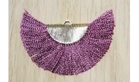 Pendiente abanico 45*25mm Morado /Cuentas de  Tela 