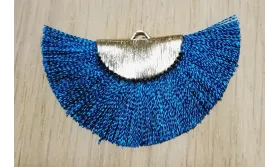 Pendiente abanico 45*25mm Azul petróleo /Cuentas de  Tela 