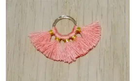 Aro 10mm Multipompón Rosa Coral /Cuentas de  Tela 