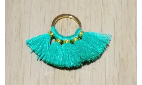 Aro 10mm Multipompón Turquesa /Cuentas de  Tela 