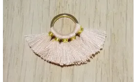 Aro 10mm Multipompón Rosa palo /Cuentas de  Tela 