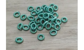 Aro Elástico 5mm. Agujero de 3mm. Verde Turquesa /Cuentas de  Tela 