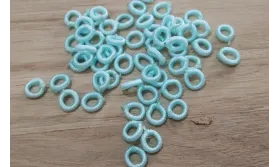 Aro Elástico 5mm. Agujero de 3mm. Azul Cielo /Cuentas de  Tela 