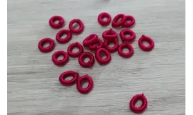 Aro Elástico 5mm. Agujero de 3mm. Granate /Cuentas de  Tela 