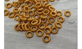 Aro Elástico 5mm. Agujero de 3mm. Mostaza /Cuentas de  Tela 