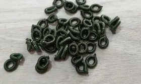 Aro Elástico 5mm. Agujero de 3mm. Verde Oscuro /Cuentas de  Tela 