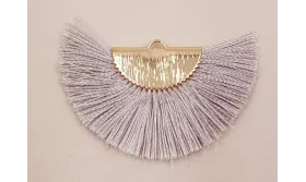 Pendiente abanico 45*25mm Gris /Cuentas de  Tela 