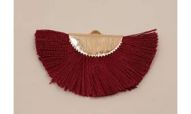 Pendiente abanico 45*25mm Granate /Cuentas de  Tela 