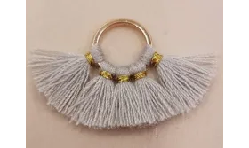 Aro 10mm Multipompón Gris Claro /Cuentas de  Tela 