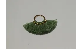 Aro 10mm Multipompón Verde kaki /Cuentas de  Tela 