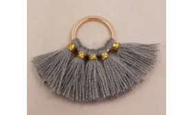 Aro 10mm Multipompón Gris Oscuro /Cuentas de  Tela 